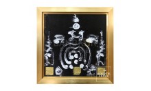 กรอบรูปผ้ายันต์ จากพระอาจารย์ใส่กรอบไม้ซ้อนสองชั้น